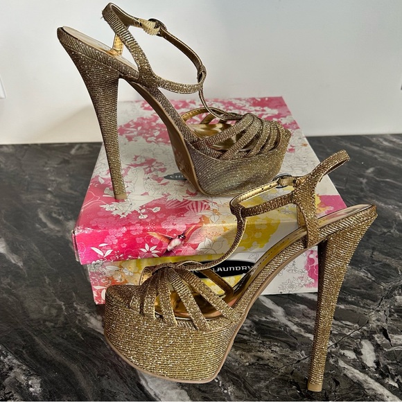 Chinese Laundry Take Care Golden High Heel Sandal - Picture 7 of 9